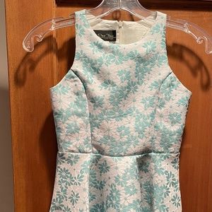 Un Deux Trois Girls Dress, Turquoise Floral Print, Size 10